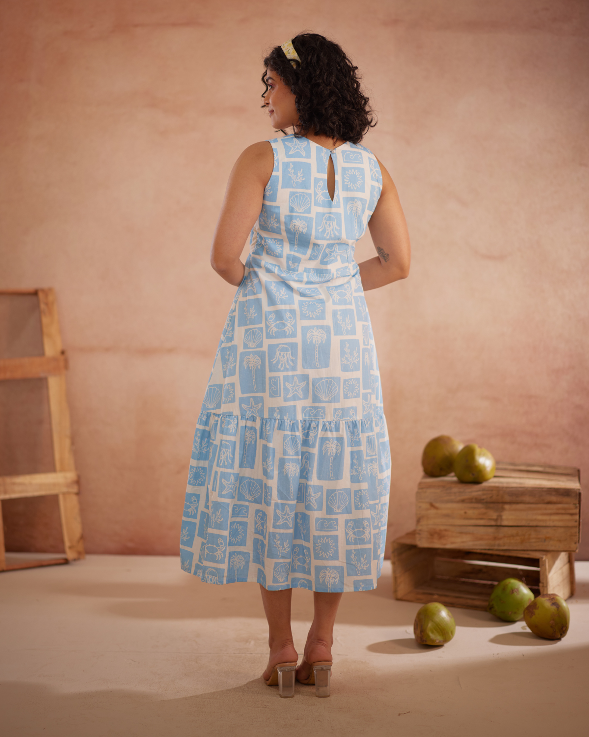 Nira Hand-Embroidered Coastal Midi Dress