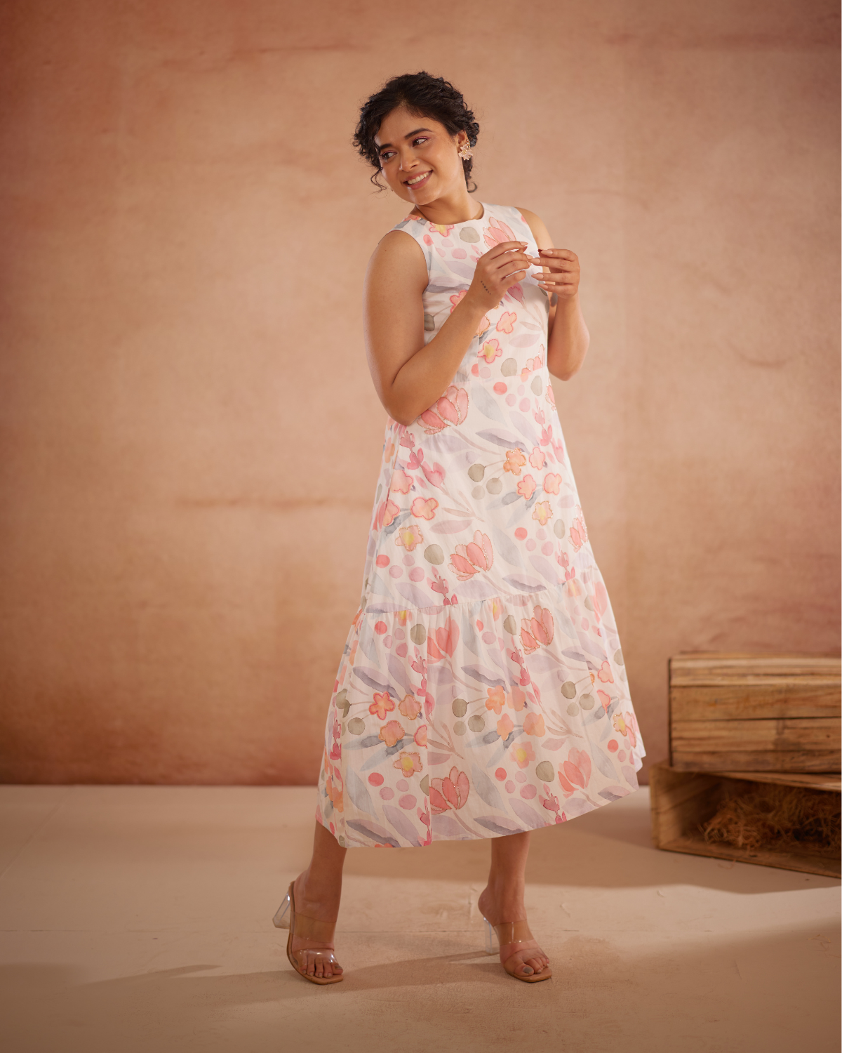 Prajaktta Hand-Embroidered Floral Midi Dress