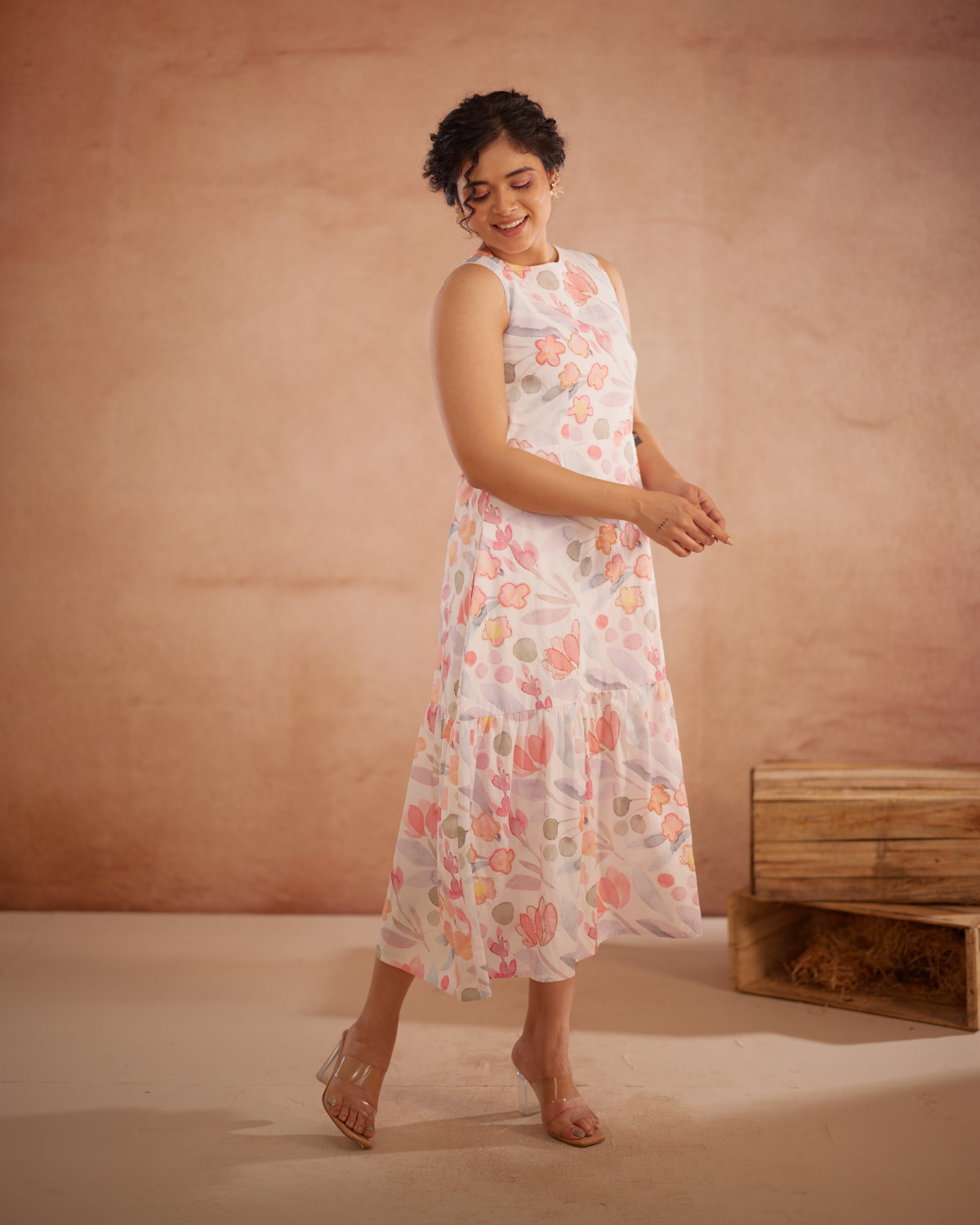 Prajaktta Hand-Embroidered Floral Midi Dress