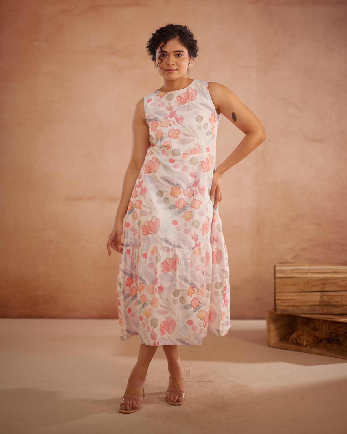Prajaktta Hand-Embroidered Floral Midi Dress