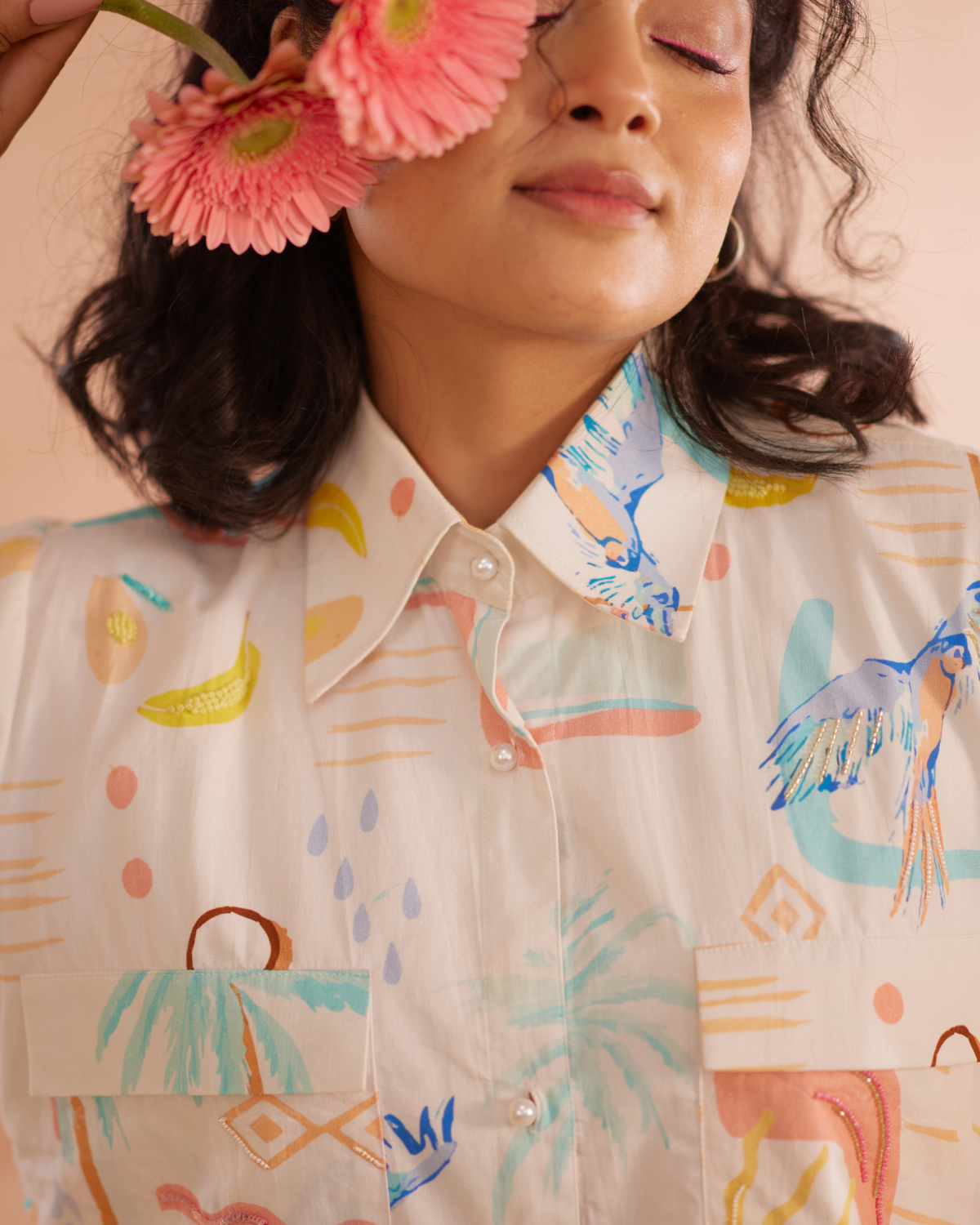 Piah Hand-Embroidered Summer Shirt Dress