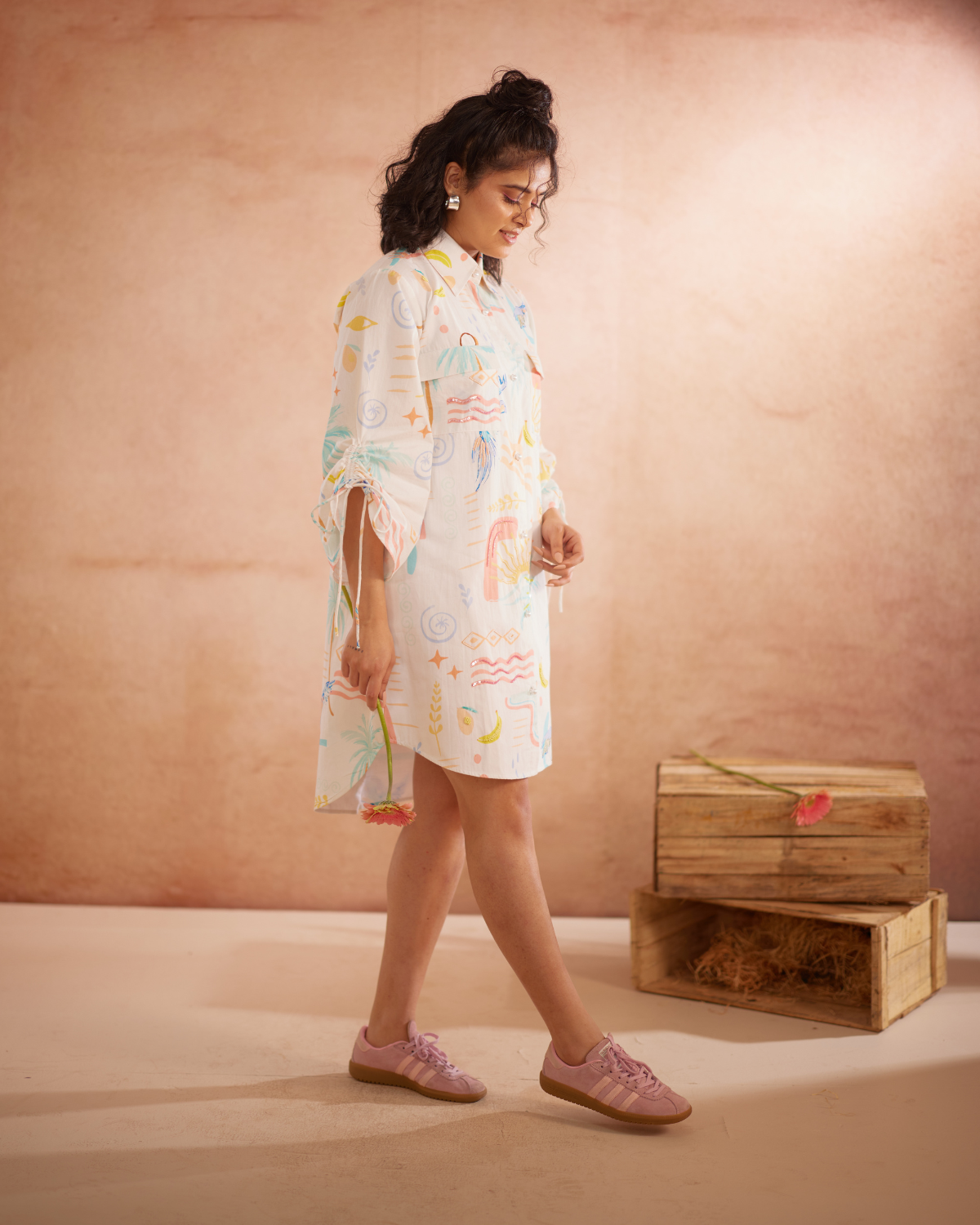Piah Hand-Embroidered Summer Shirt Dress