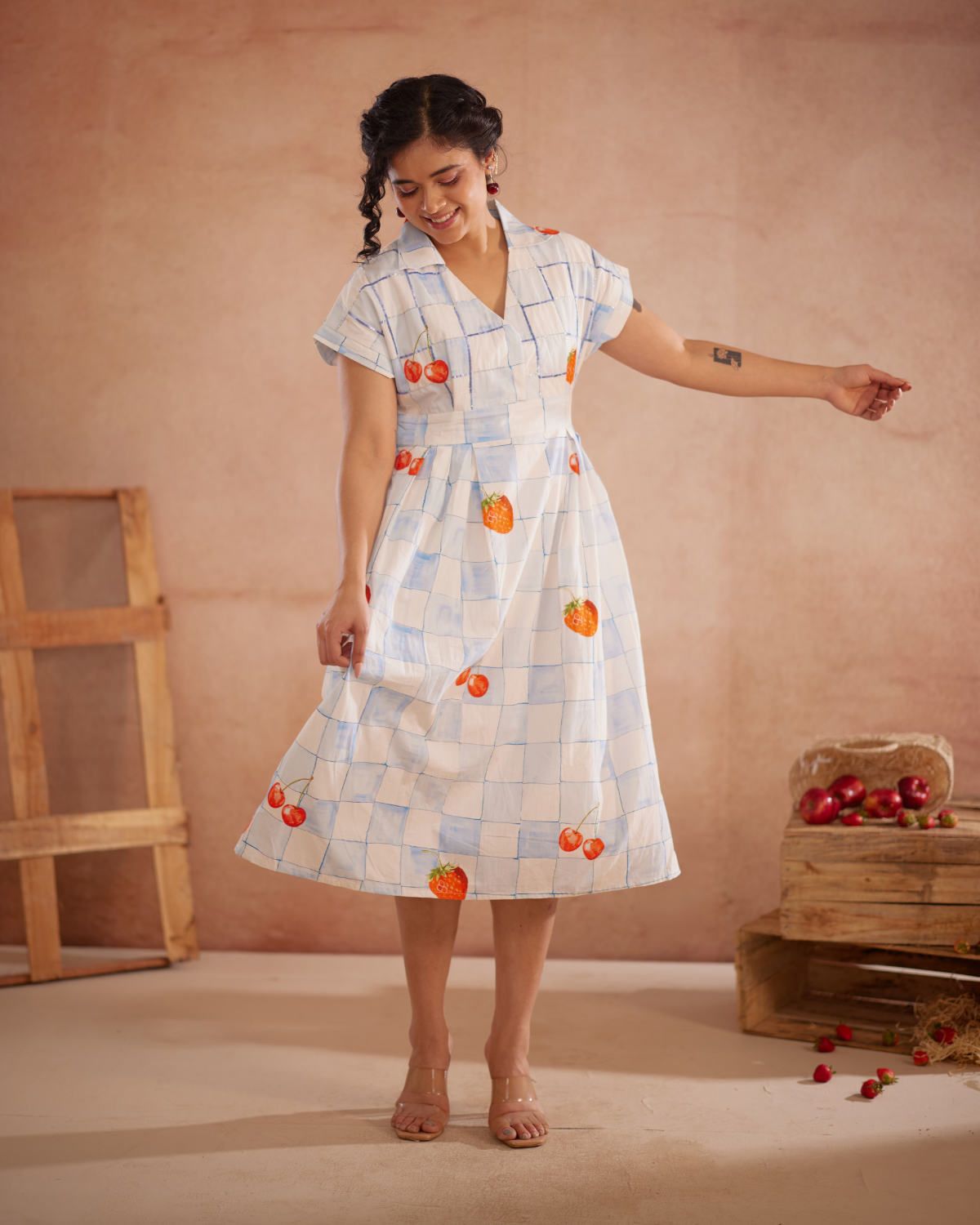 Cherri Hand-Embroidered Summer Midi Dress