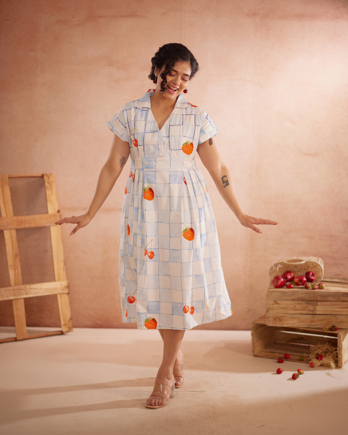 Cherri Hand-Embroidered Summer Midi Dress