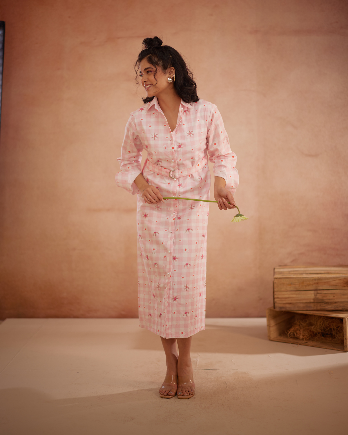 Ishiikaa Hand-Embroidered Floral Shirt Dress